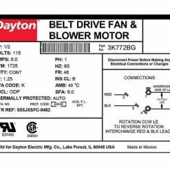 Dayton 3K772 Belt Drive Motor, 1/2 HP, Split-Phase 5 Dayton 3K772 Belt Drive Motor, 1/2 HP, Split-Phase -Home Improvement Sales Shop 3320172 2 2