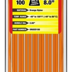 ProTie 8" Orange Standard Duty Cable Tie, 100 Pack