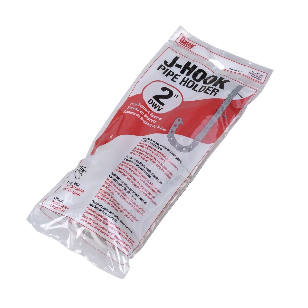 Oatey DWV White J-Hook - 4pk 6 Oatey DWV White J-Hook - 4pk - Image 4