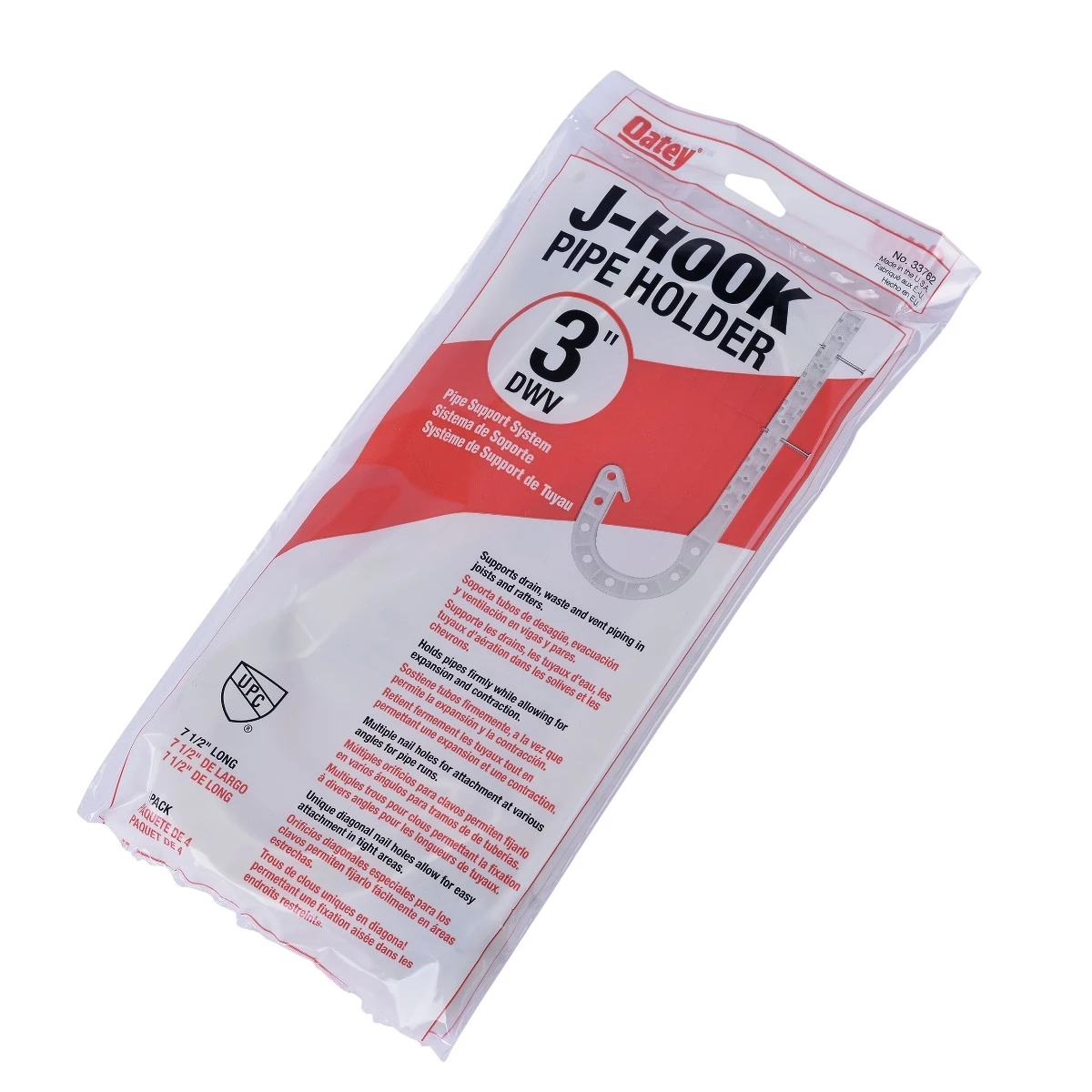 Oatey DWV White J-Hook - 4pk 7 Oatey DWV White J-Hook - 4pk - Image 5