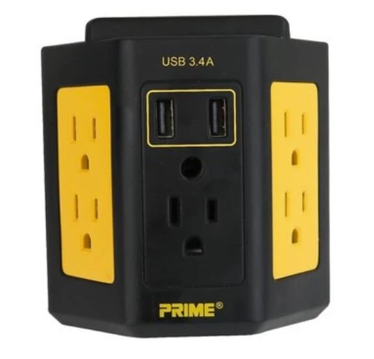 Prime 5-Outlet Workshop Tap w/2-Port 3.4A USB Charger 3 Prime 5-Outlet Workshop Tap w/2-Port 3.4A USB Charger