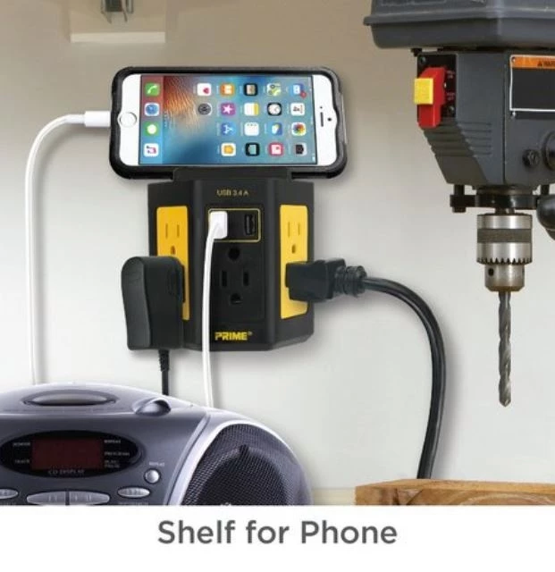 Prime 5-Outlet Workshop Tap w/2-Port 3.4A USB Charger 4 Prime 5-Outlet Workshop Tap w/2-Port 3.4A USB Charger - Image 2