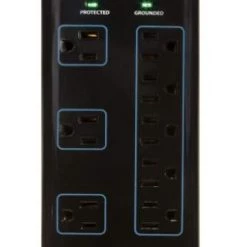 Prime Wire 8-Outlet Premium Electronics Surge Protector with 14/3 SJT 6-Ft. Cord, Black
