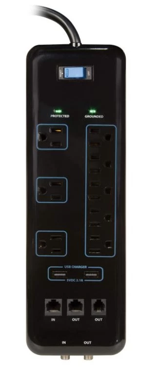Prime Wire 8-Outlet Premium Electronics Surge Protector with 14/3 SJT 6-Ft. Cord, Black 3 Prime Wire 8-Outlet Premium Electronics Surge Protector with 14/3 SJT 6-Ft. Cord, Black
