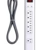 Prime Wire 6-Outlet Electronics Surge Protector w/14/3 SJT 4-Feet Cord & USB Charger, White -Home Improvement Sales Shop 34750164 1