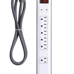 Prime Wire 6-Outlet Electronics Surge Protector w/14/3 SJT 4-Feet Cord & USB Charger, White
