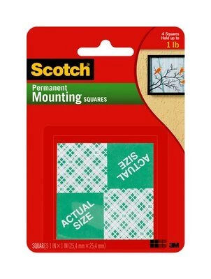 3M Scotch® Indoor Mounting Squares, 1 in x 1 in, White 16 Pack 3 3M Scotch® Indoor Mounting Squares, 1 in x 1 in, White 16 Pack