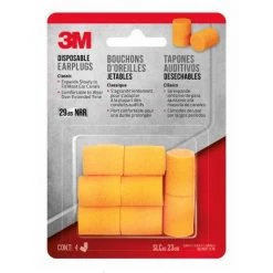 3M Disposable Foam Orange Ear Plugs, 4 Pack