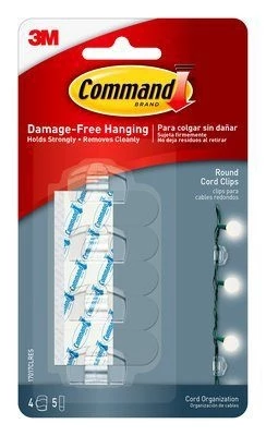 3M Command Clear Round Cord Clips - 4 Clips 3 3M Command Clear Round Cord Clips - 4 Clips