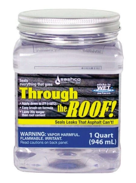 Sashco Through The Roof Clear Elastomeric Roof Sealant, 1 Qt. 3 Sashco Through The Roof Clear Elastomeric Roof Sealant, 1 Qt.