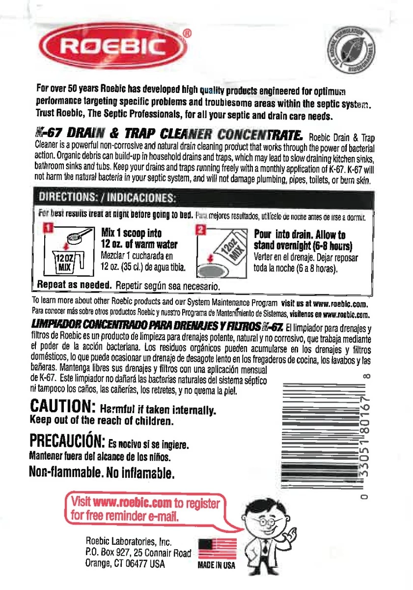 K-67 GRANULAR BACTERIAL DRAIN & TRAP CLEANER - 16OZ 4 K-67 GRANULAR BACTERIAL DRAIN & TRAP CLEANER - 16OZ - Image 2