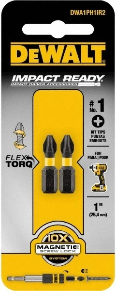 DeWalt 1 in Flextorq Screwdriving Bit PH1 Tip 2 Pack 3 DeWalt 1 in Flextorq Screwdriving Bit PH1 Tip 2 Pack