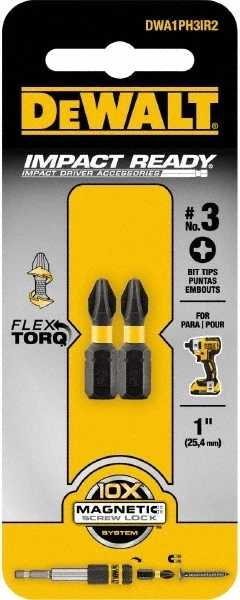 DeWalt 1 in Flextorq Screwdriving Bit PH3 Tip 2 Pack 3 DeWalt 1 in Flextorq Screwdriving Bit PH3 Tip 2 Pack