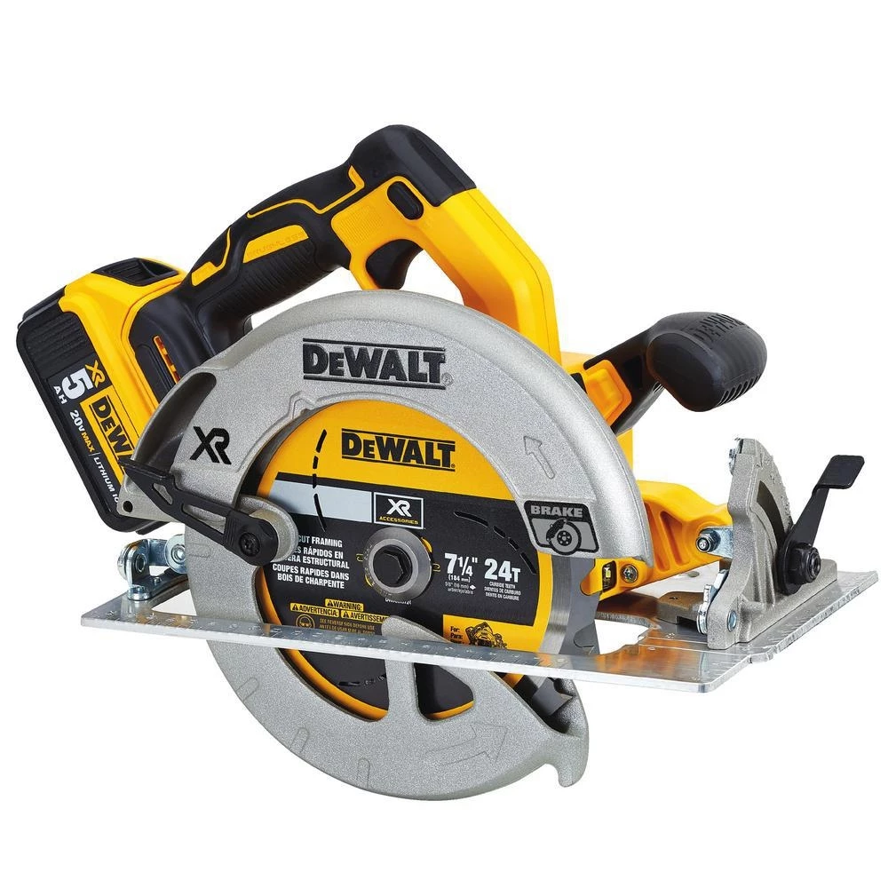 Dewalt 20V Max 7 1/4 Cordless Circular Saw Kit with 5.0 AH Battery 4 Dewalt 20V Max 7 1/4 Cordless Circular Saw Kit with 5.0 AH Battery - Image 2