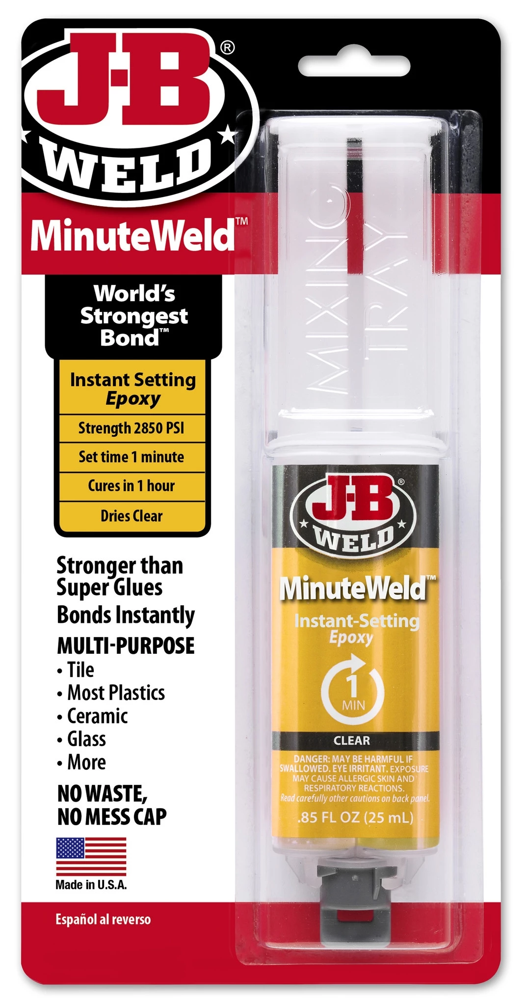J-B MinuteWeld Epoxy Clear w/Syringe 3 J-B MinuteWeld Epoxy Clear w/Syringe