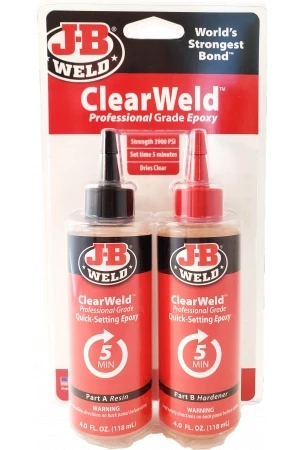 JB Weld Clearweld Professional Grade Epoxy, Clear - 8 oz. 3 JB Weld Clearweld Professional Grade Epoxy, Clear - 8 oz.