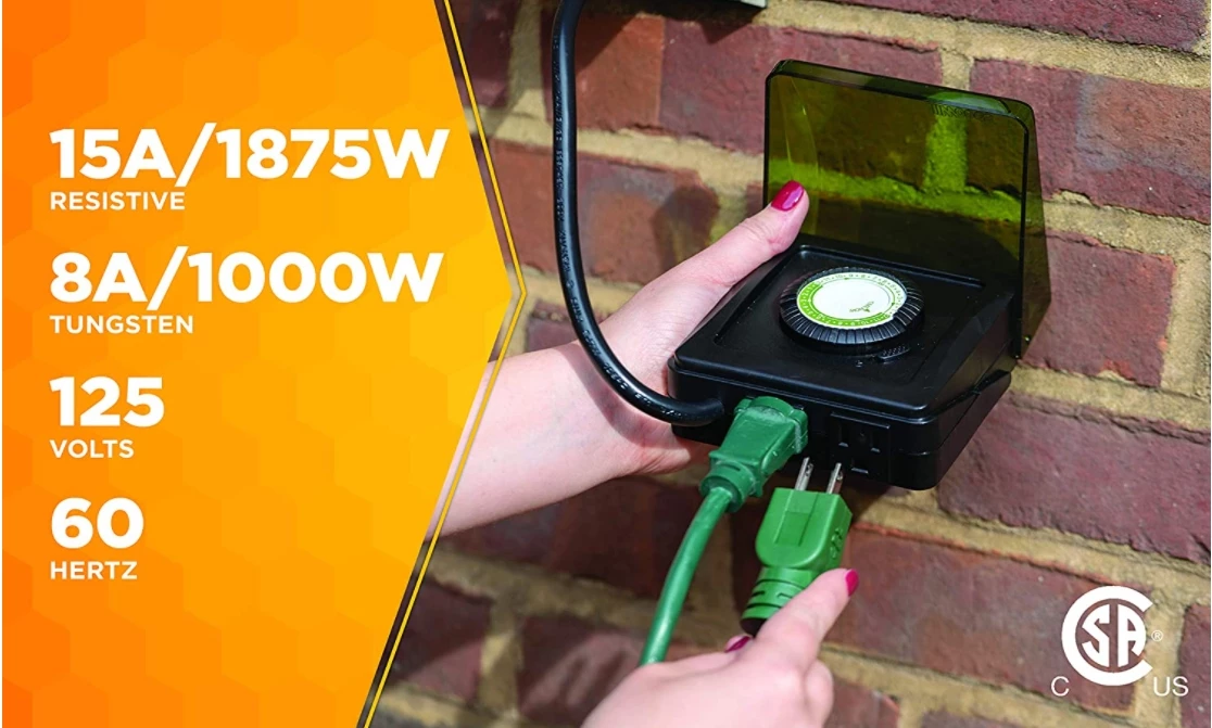 Woods 50012WD Outdoor 24-Hour Heavy Duty Mechanical Plug-In Timer, 2 Grounded Outlets 4 Woods 50012WD Outdoor 24-Hour Heavy Duty Mechanical Plug-In Timer, 2 Grounded Outlets - Image 2