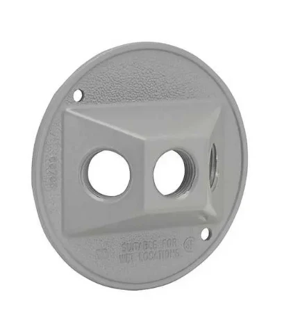 Hubbell Round Weatherproof Cluster Cover with Three Threaded Outlets 3 Hubbell Round Weatherproof Cluster Cover with Three Threaded Outlets