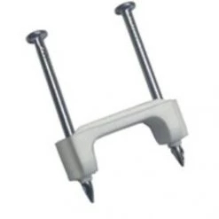 GB 1/2 in (13 mm), Plastic Polyethylene NM Cable Staple, Zinc Plated Nail, White, (100/Bag)