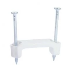 GB 3/4 in (19 mm), Plastic Polyethylene NM Cable Staple, Zinc Plated Nail, White, (15/Pack)