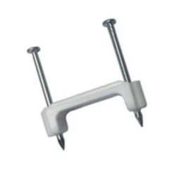 GB 3/4 in (19 mm), Plastic Polyethylene NM Cable Staple, Zinc Plated Nail, White, (100/Bag)