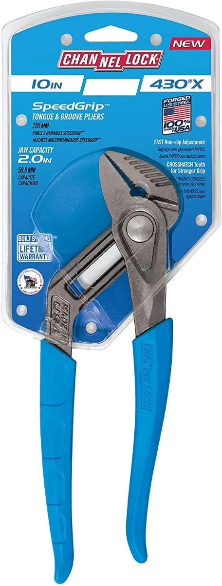 Channellock 430X 10-inch SpeedGrip Straight Jaw Tongue & Groove Pliers 3 Channellock 430X 10-inch SpeedGrip Straight Jaw Tongue & Groove Pliers