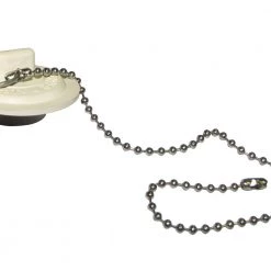 Basin Stopper w/11" Chain/Ring, 1-3/8", White