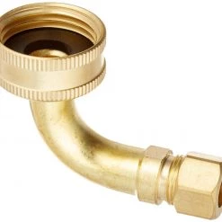 Plumb Pak Dishwasher Elbow 3/8" OD Compression Inlet by 3/4" Garden Hose Swivel, Rubbed Brass