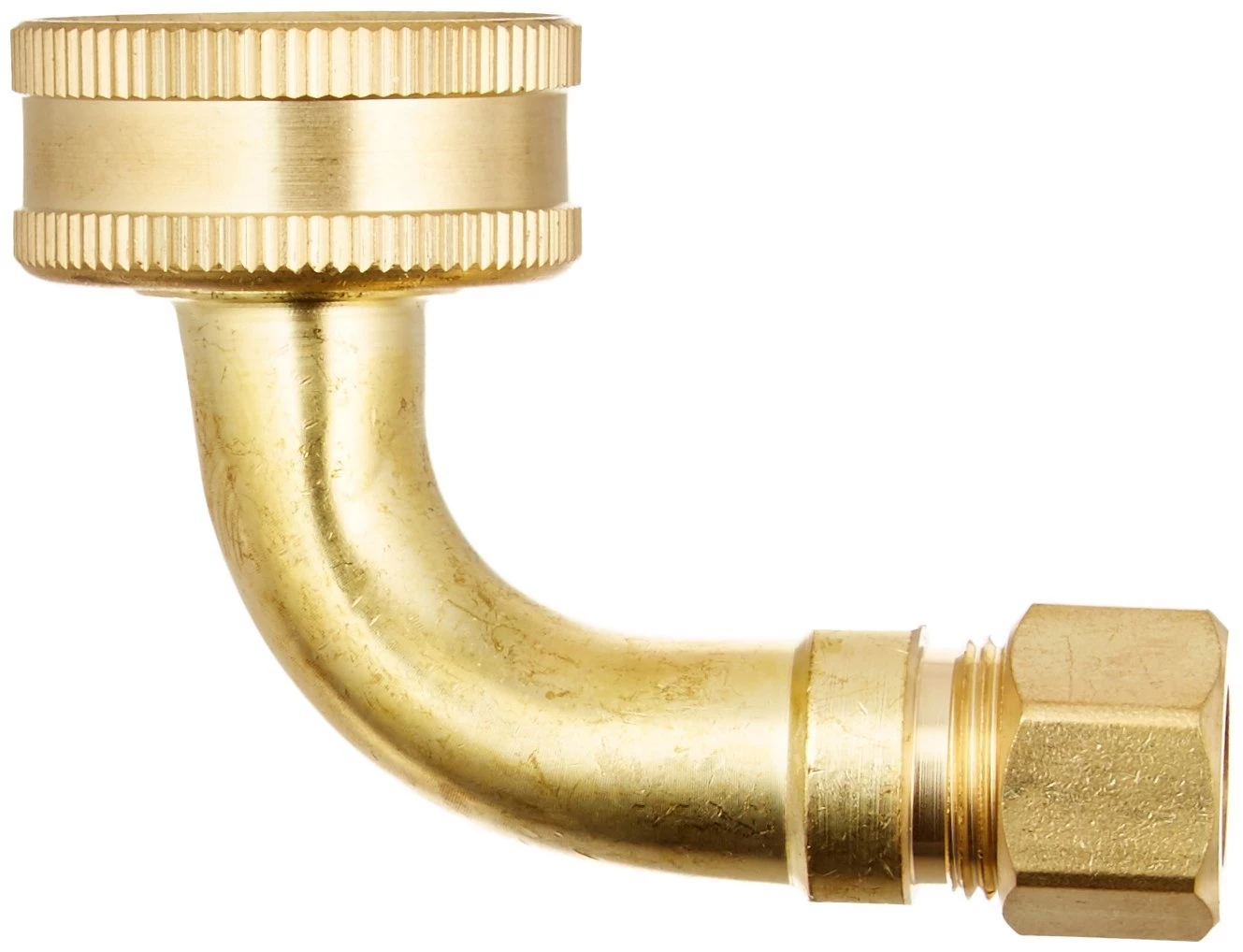 Plumb Pak Dishwasher Elbow 3/8" OD Compression Inlet by 3/4" Garden Hose Swivel, Rubbed Brass 4 Plumb Pak Dishwasher Elbow 3/8" OD Compression Inlet by 3/4" Garden Hose Swivel, Rubbed Brass - Image 2