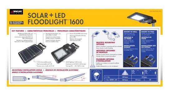 Wagan Tech Solar + LED Floodlight 1600 7 Wagan Tech Solar + LED Floodlight 1600 - Image 5