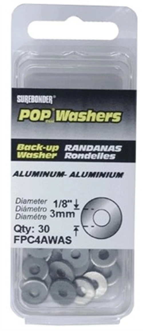 Surebonder Aluminum Rivet Washers - 30 count. 3 Surebonder Aluminum Rivet Washers - 30 count.