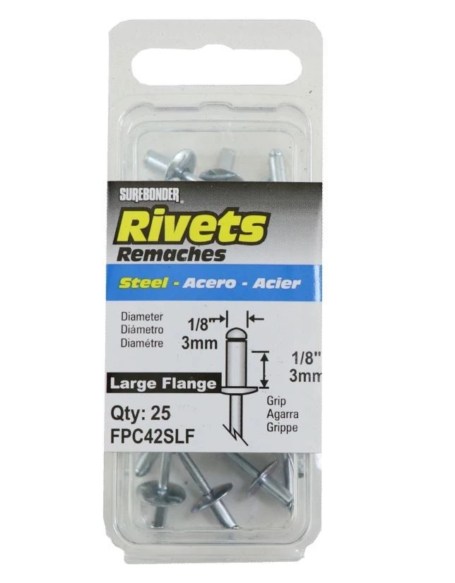 Surebonder Large Flange Steel Rivets - 25 Count 2 Surebonder Large Flange Steel Rivets - 25 Count