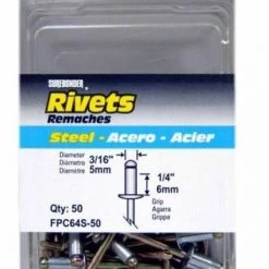 Surebonder Steel Medium Rivets, 50 Count - 3/16" Diameter