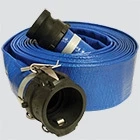 Apache 2" x 25' Blue Standard-Duty PVC Layflat Discharge Hose Assembly — Polypropylene Cam Lock