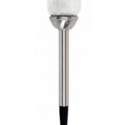Moon Rays Solar Crackle Glass Ball Stake Light-Stainless Steel