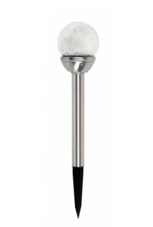 Moon Rays Solar Crackle Glass Ball Stake Light-Stainless Steel 3 Moon Rays Solar Crackle Glass Ball Stake Light-Stainless Steel