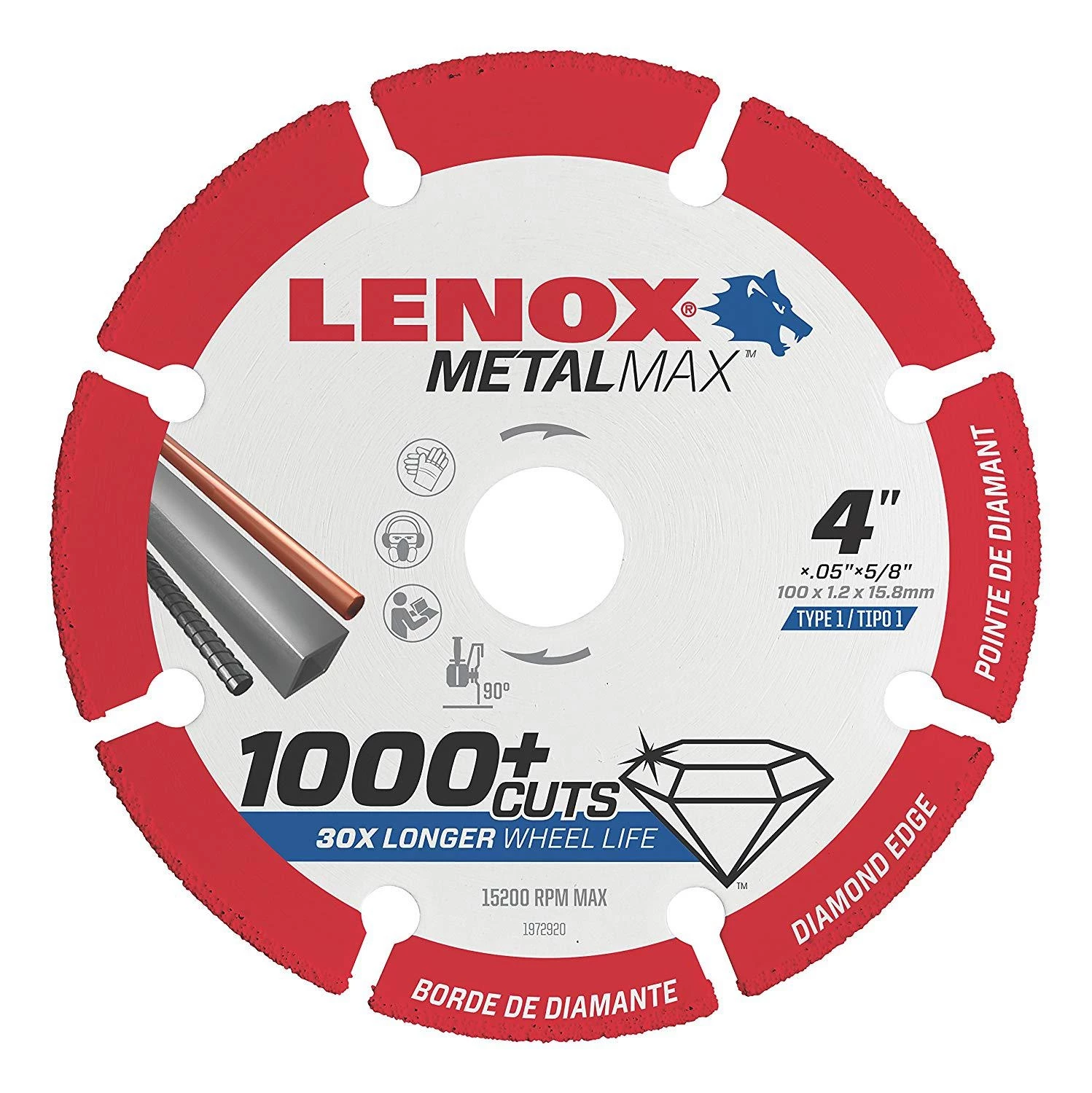 Lenox METALMAX Diamond Edge Cutoff Wheel, 4" x 5/8", Angle Grinder 3 Lenox METALMAX Diamond Edge Cutoff Wheel, 4" x 5/8", Angle Grinder