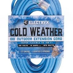 Electryx 100' Cold Weather Outdoor Extension Cord - 12 Gauge, Blue