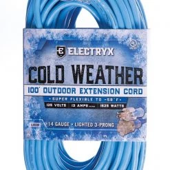 Electryx 100' Cold Weather Outdoor Extension Cord - 14 Gauge, Blue