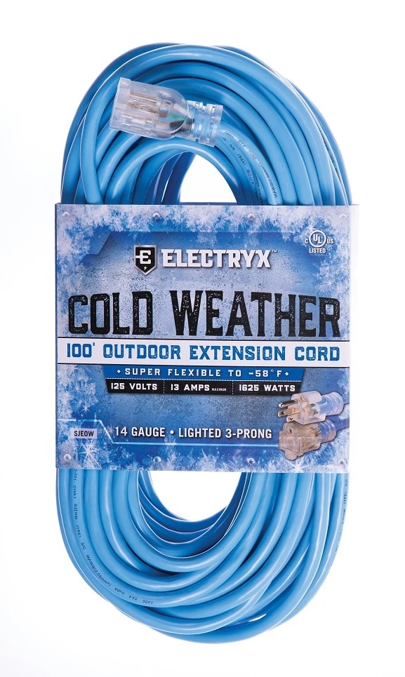 Electryx 100' Cold Weather Outdoor Extension Cord - 14 Gauge, Blue 3 Electryx 100' Cold Weather Outdoor Extension Cord - 14 Gauge, Blue
