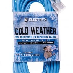 Electryx 50' Cold Weather Outdoor Extension Cord - 14 Gauge, Blue