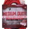 Electryx 100' Medium Duty Indoor/Outdoor 3 Plug Extension Cord - 14 Gauge, Red -Home Improvement Sales Shop 67240022 1 1