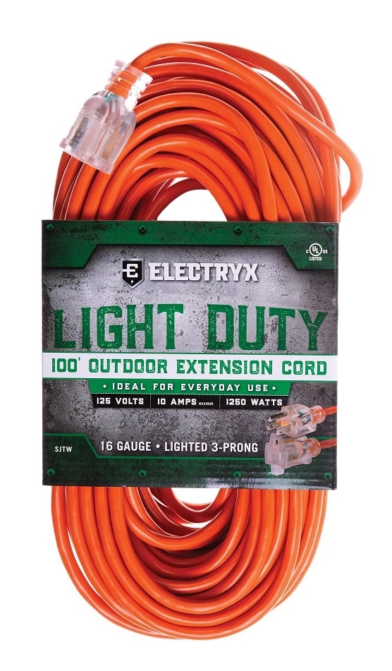 Electryx 100' Light Duty Indoor/Outdoor Extension Cord - 16 Gauge, Orange 3 Electryx 100' Light Duty Indoor/Outdoor Extension Cord - 16 Gauge, Orange