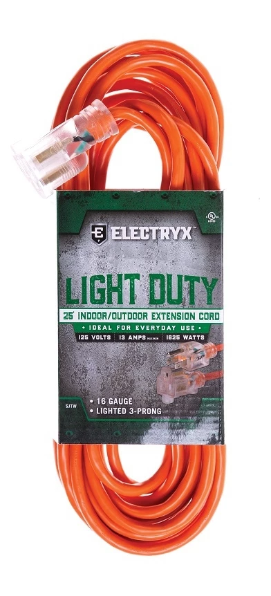 Electryx 25' Light Duty Indoor/Outdoor Extension Cord - 16 Gauge, Orange 3 Electryx 25' Light Duty Indoor/Outdoor Extension Cord - 16 Gauge, Orange