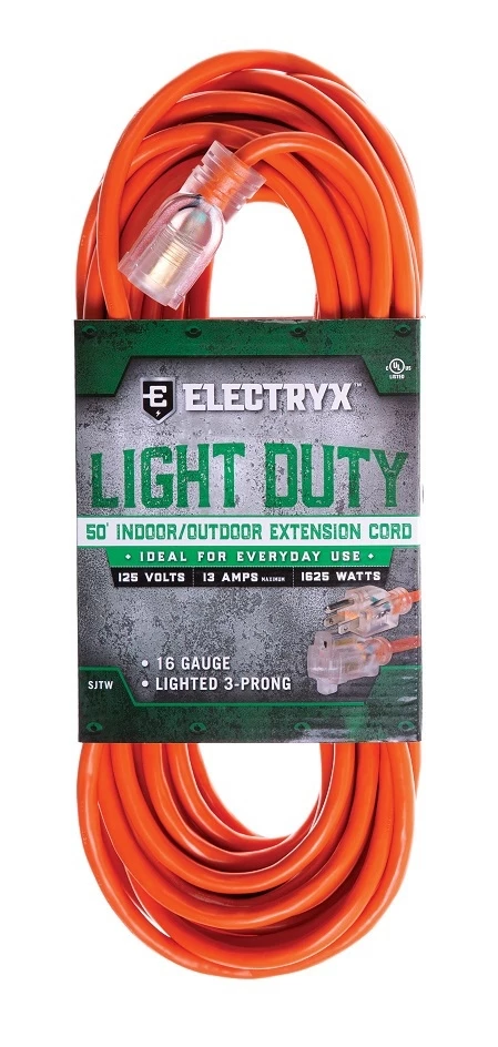 Electryx 50' Light Duty Indoor/Outdoor Extension Cord - 16 Gauge, Orange 3 Electryx 50' Light Duty Indoor/Outdoor Extension Cord - 16 Gauge, Orange