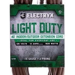 Electryx 40' Light Duty Indoor/Outdoor Extension Cord - 16 Gauge, Brown