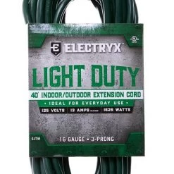 Electryx 40' Light Duty Indoor/Outdoor Extension Cord - 16 Gauge, Green