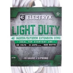 Electryx 40' Light Duty Indoor/Outdoor Extension Cord - 16 Gauge, White