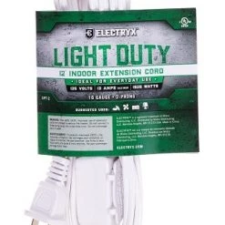 Electryx 12' Light Duty Indoor Extension Cord - 16 Gauge, White