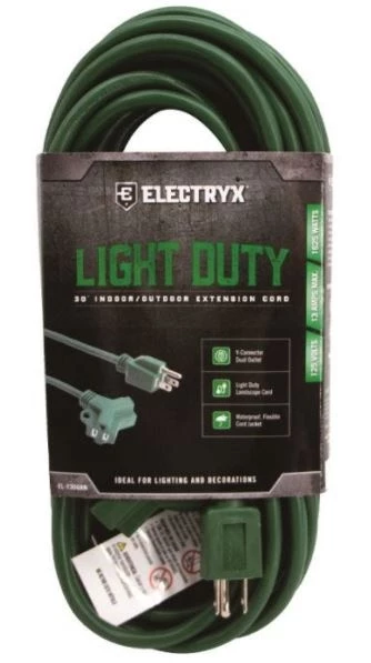 Electryx Extension Cord 30' 16GA Y-END - Green 3 Electryx Extension Cord 30' 16GA Y-END - Green